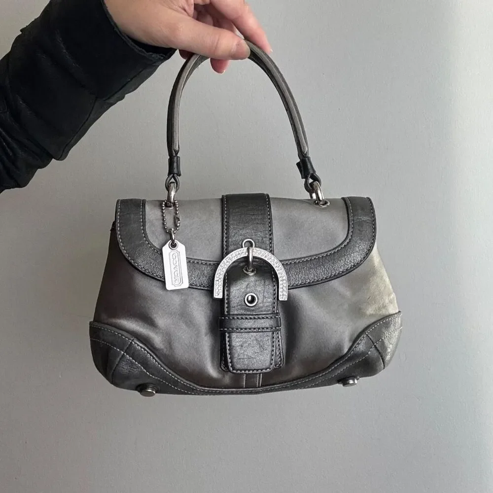 Coach Women's Grey and Silver Bag